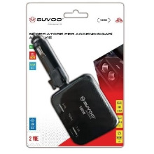 SDOPPIATORE PER ACCENDISIGARI A 2 VIE CON 2 X USB + 1 X TYPE-C 12/24V MAX 100W