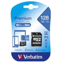 MICRO SD 128 GB CLASSE 10 VERBATIM CON ADATTATORE SD