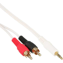 CAVO AUDIO DA SPINA JACK 3,5 A 2X RCA PIN DORATI BIANCO 3 MT