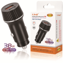 CARICABATTERIA DA AUTO 1 USB QC3.0 + 1 TYPE-C PD 38W NERO