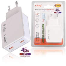 CARICABATTERIA 45W CON 2 X TYPE-C PD 45W BIANCO