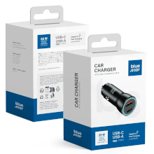 CARICABATTERIA BLUE STAR DA AUTO 1 X USB + 1 X TYPE-C 25W 3A NERO