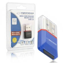 CARD READER ESPERANZA PER MICROSD USB BLU