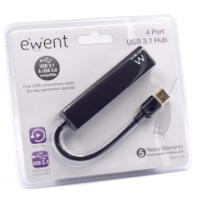 HUB USB CON 4 PORTE USB 3.0 E INGRESSO ALIMENTATORE NERO