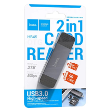 LETTORE DI SCHEDE SD/MICROSD HOCO HB45 USB 3.0 + TYPE-C SILVER