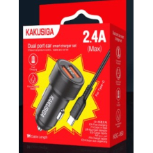 CARICABATTERIA DA AUTO KSC-860 2XUSB CON CAVO TYPE-C 2.4A NERO