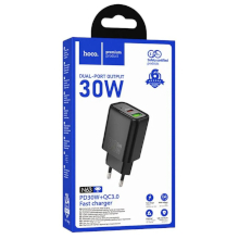 CARICABATTERIA USB-A + USB-C HOCO N63 PD QC 30W NERO