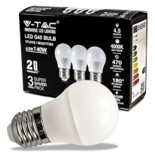 LAMPADINA LED E27 4.5W G45 4000K BOX 3 PEZZI