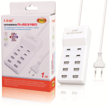 STAZIONE CARICABATTERIA FAST CHARGE 6 USB + 4 TYPE-C PD QC3.0 50W 1M