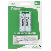 BATTERIE RICARICABILI TCBEST AA 650MAH CON PORTA TYPE-C E CAVO DI RICARICA