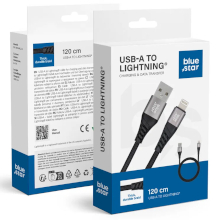 CAVO INTRECCIATO BLUE STAR DC-003 USB LIGHTNING 2.4A 1.2M NERO