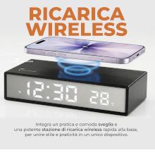 SVEGLIA DIGITALE CON RICARICA WIRELESS 15W