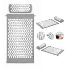 TAPPETINO PER  AGOPRESSIONE CON CUSCINO 65X41CM GRIGIO