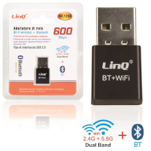 ADATTATORE DI RETE USB DUAL BAND 2.4G/5G + BLUETOOTH 600MBPS