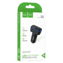 CARICABATTERIA DA AUTO HOCO Z63A CON DISPLAY LCD 2 X USB + 1 X TYPE-C QC3.0 PD 42W NERO